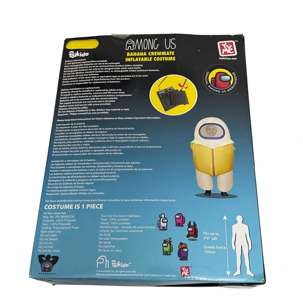 Among Us Banana Crewmate Inflatable Costume Youth Kids One Size Yellow Halloween